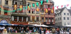Medieval street in Rouen, France