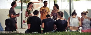 Tarifa: Teachers and students before an excursion in Tarifa