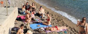 Nice: Students at the beach